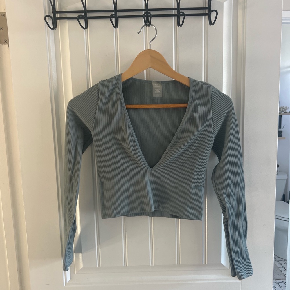 Deep V-Neck Ribbed Top